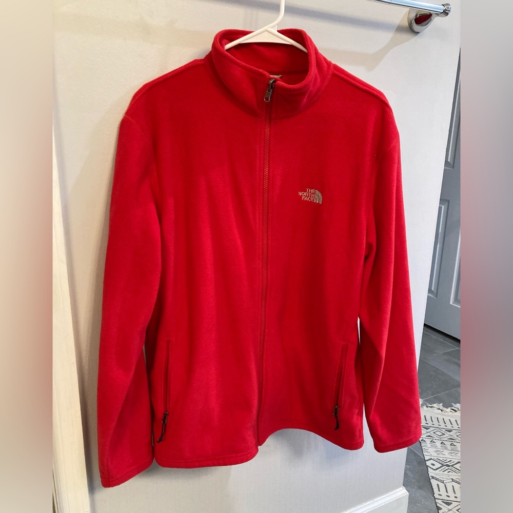 The North Face mens red fleece full zip up size large